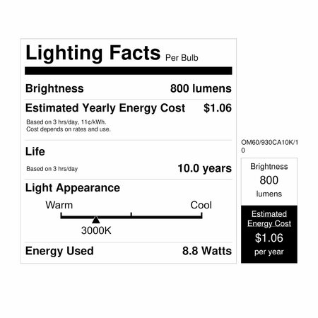 Feit Electric LED A19 E26 60W 10PK OM60930CA10K/10